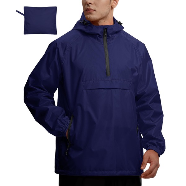 SWISSWELL Men's Rain Jacket Waterproof Lightweight Packable Pullover Windbreaker with