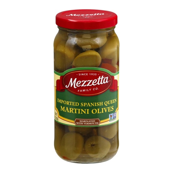 Mezzetta Imported Spanish Queen Martini Olives Marinated with Dry Vermouth - 10 oz