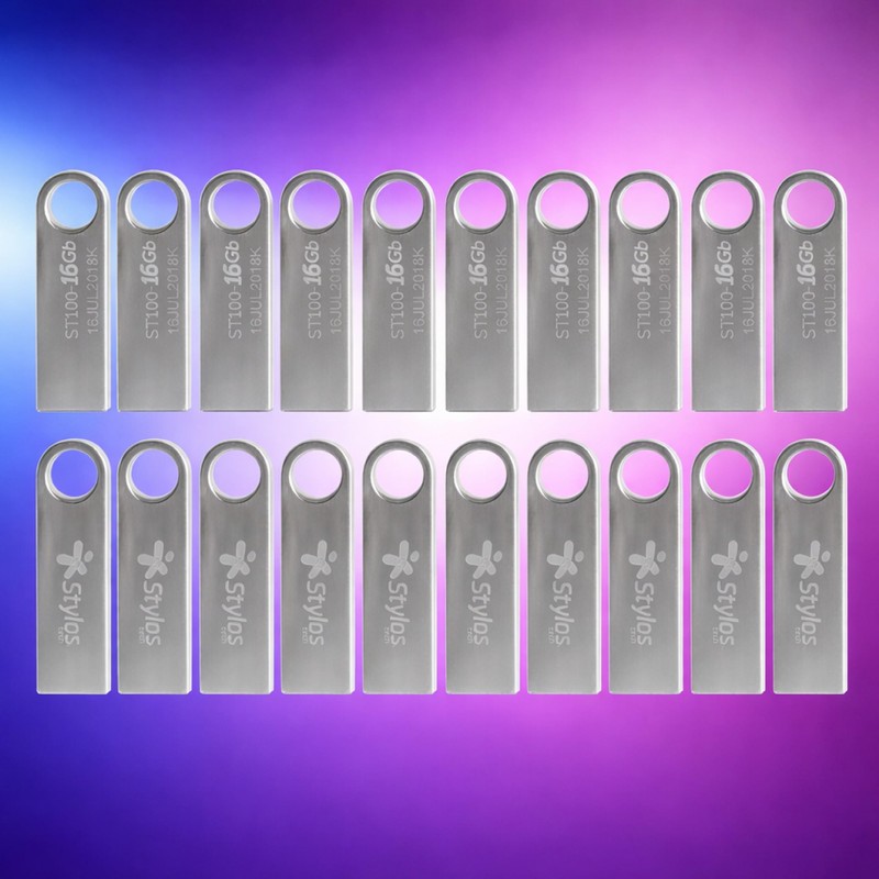 Stylos Paquete 20 Memorias USB 16GB 2.0 Metalica Tech