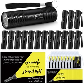 Coume 15 Sets Man of God Fathers Day Pocket Flashlight Gifts for Church Small Pocket Light Bible Verse Cards Motivational Quote Card and Organza Bags Thank You Gifts for Dad Husband Paster