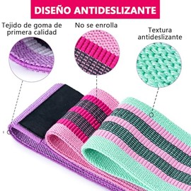 Set de 3 Bandas de Resistencia de Tela para Glúteos y Piernas, Ligas Elasticas Multifuncionales Anti-deslizantes para Entrenamiento en Casa, Yoga, Pil