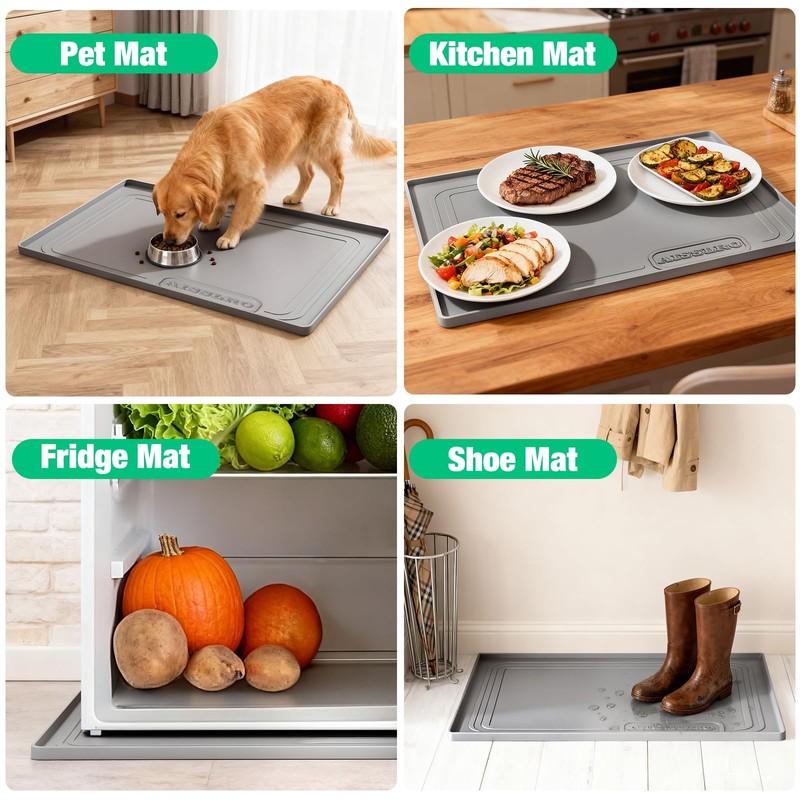 Aisslro Under Sink Mat 25" X 19", Waterproof Silicone Under