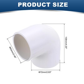 PATIKIL 3" OD Elbow 90 Degree Duct Connector, PVC Plastic Dryer Hose Connector Pipe Fitting Adapter Coupling for Vent Hose or Straight Pipe Systems DIY Home Factory Industrial, White