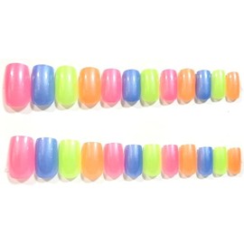Neon Pearl Glossy Square Press-On Nails - 24 Pieces - Artificial Nail Kit