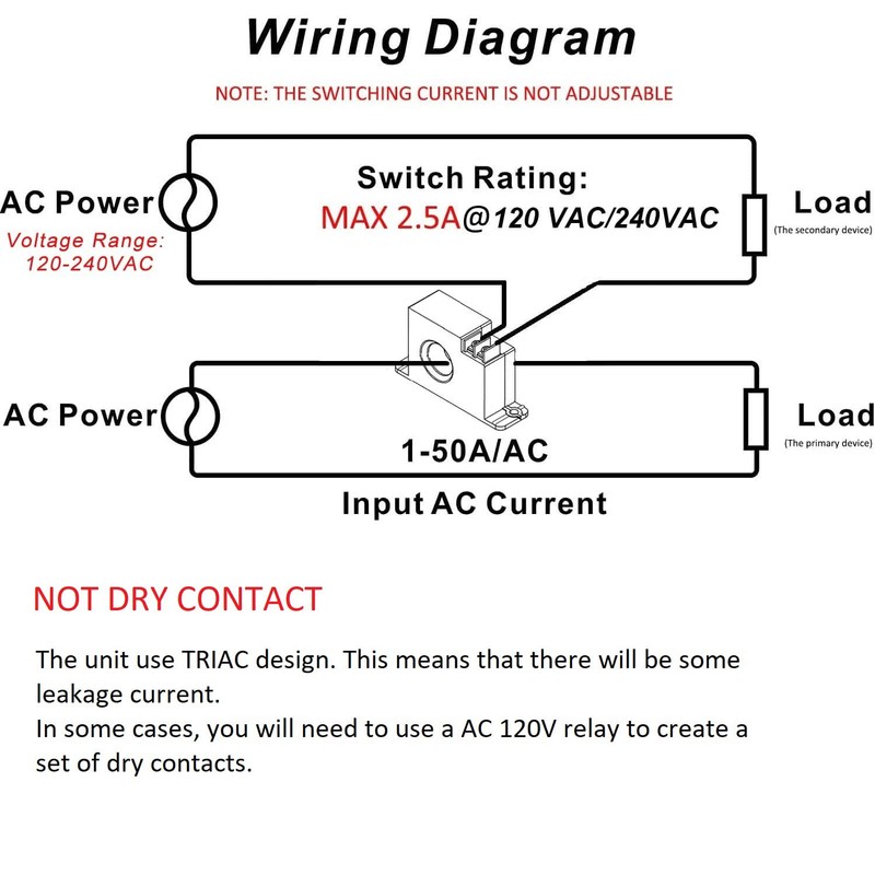 CrocSee Miniature Current Switch, CS-TS0, Normally Open Amp Sensor Relay,