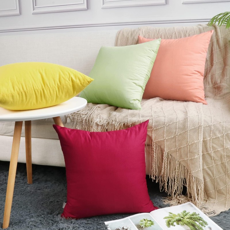 4-Pack Pillowcase, Cotton Comfortable Solid Decorative Throw Pillow Case Square