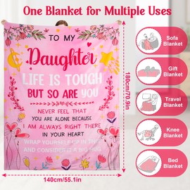 MestectPET Daughter Gifts, 70.9" x 55.1" Daughter Gifts Blanket From Mum Dad, Presents for Daughter Fluffy Blanket for Birthday Wedding Anniversary Graduation Christmas, Girl Birthday Gifts Ideas