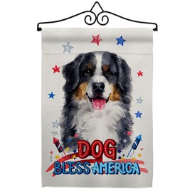 Breeze Decor Patriotic Bernese Mountain Garden Flag Set Wall Hanger Dog Puppy Spoiled Paw Canine Fur Pet Nature Farm Animal Creature House Banner Small Yard Gift Double-Sided, Made in USA