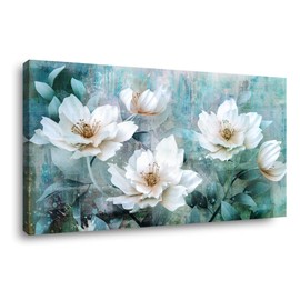 abstract roses wall art for living room grey green painting 30"x60"watercolor paintings flowers floribunda framed canvas prints decor home bedroom decor office