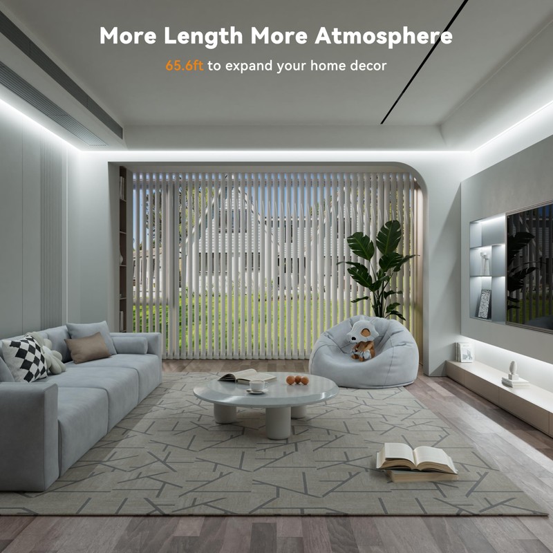 PAUTIX COB LED Strip Light 65.6ft/20m,Work with Alexa/Google Assistant,9600 LEDs