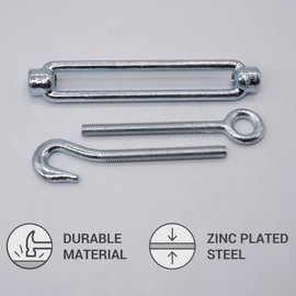 (Pack of 2) Turnbuckle Wire Tensioner M8 Adjustable Turnbuckles Hook and Eye Rope Tensioner