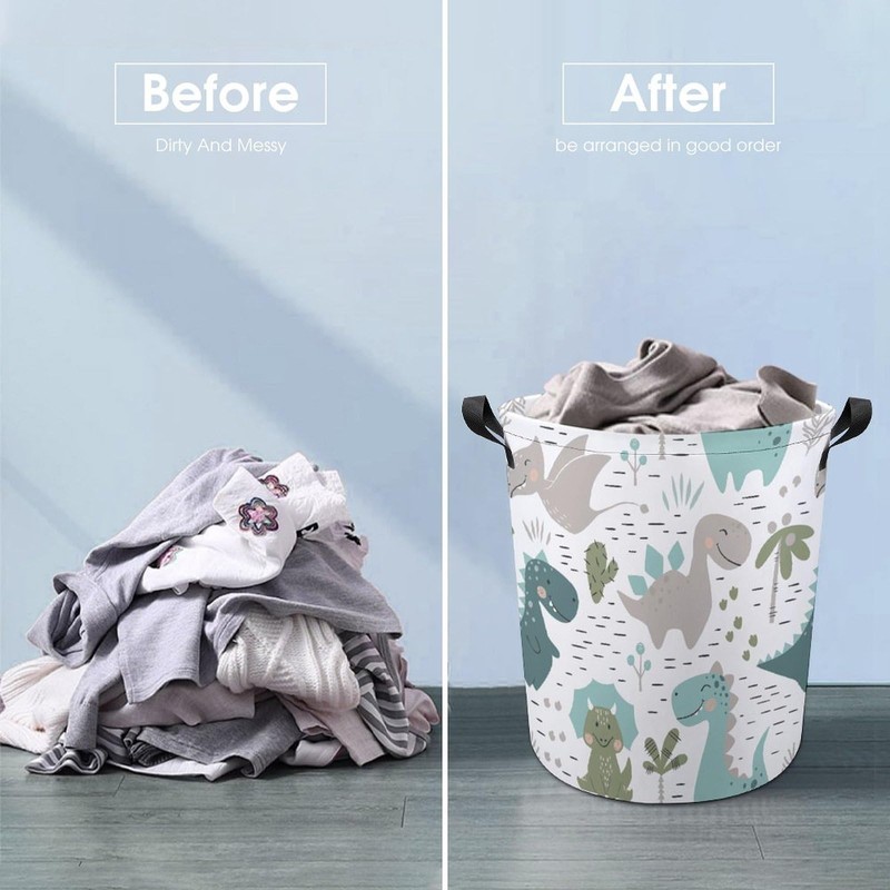 Huryilo Cute Dinosaur Laundry Basket Palm Boys Hamper Clothes Hamper