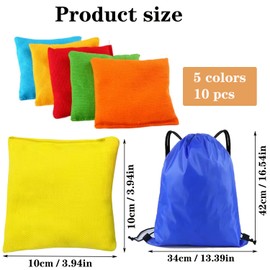 10 Pcs Bean Bags,10cm*10cm Small Bean Bag, Toss for Hand Toss Cornhole Game Outdoor Family Party Activities(5 Colours)