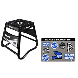 Matrix Concepts A2 Motocross Aluminum Dirt Bike MX Stand w Limited Edition 25 Piece Sticker Kit (Black)