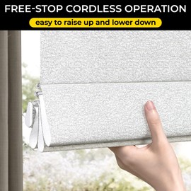 UNISHADES Light Filtering Cordless Roman Shades for Indoor Windows & French Doors, for Window Size 30" W x 60" H Light Filtering - Natural