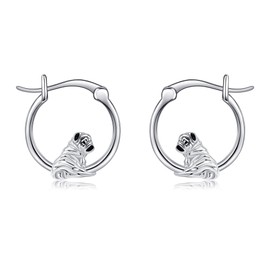 DAYLINLOVE Pug Earrings 925 Sterling Silver Cute Dog Hoop Earrings Pug Jewellery Gifts for Women Dog Lovers