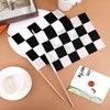 12pcs Racing Flags, 8x5.5in Small Mini Race Checkered on Sticks