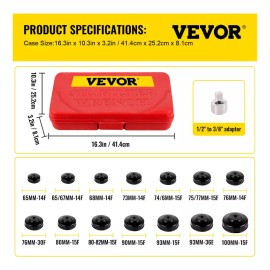 Juego De Llaves Para Filtros De Aceite 14 Pz Zocalos 3/8