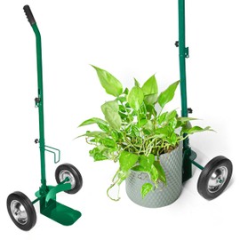 GOLETIO Potted Plant Mover Dolly with Flat-Free Rubber Wheels - Heavy-Duty Plant Pot Mover Caddy with Adjustable Grip and Foldable Handle for Indoor and Outdoor