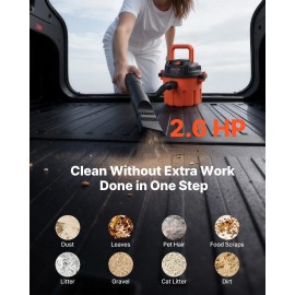 Portable 800W Dry Shop Vac 2.6 Gallon with 2.5 Peak HP Various Nozzles 1.25in Diameter X 4ft Hose"Specification: 2.6 Gallons+2.5 Peak HP+Dry