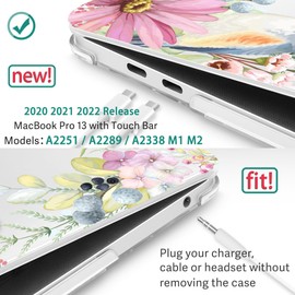 May Chen Compatible with MacBook Pro 13 inch Case 2022 2021 2020 Release Models A2338 M2 M1 A2251 A2289, Plastic Hard Shell Case + Keyboard Cover for Mac Pro 13" with Touch Bar, Blue Bird