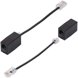 HAWAKA RJ11 to RJ45 Adapter, RJ11 6p4c Plug Phone Cable to RJ45 8p8c Adapter, Converter for Ethernet to Phone Landline (Pack of 2, Black)