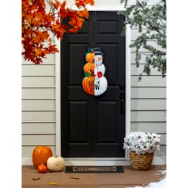 Evergreen Flag Cardinal on Fall/Christmas Wreath Double Sided Door Decor, Indoor Outdoor Front Door Thanksgiving and Christmas Decor for Homes, Yards and Gardens (Cardinal on Wreath)