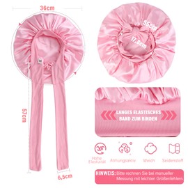 Barlone Silk Bonnet for Sleeping, Long Hair, Bonnet Silk, Soft and Comfortable, Hair Bonnet, Sleep Cap Silk for Adjustable Wide Band for Attaching to the Head (Pink)
