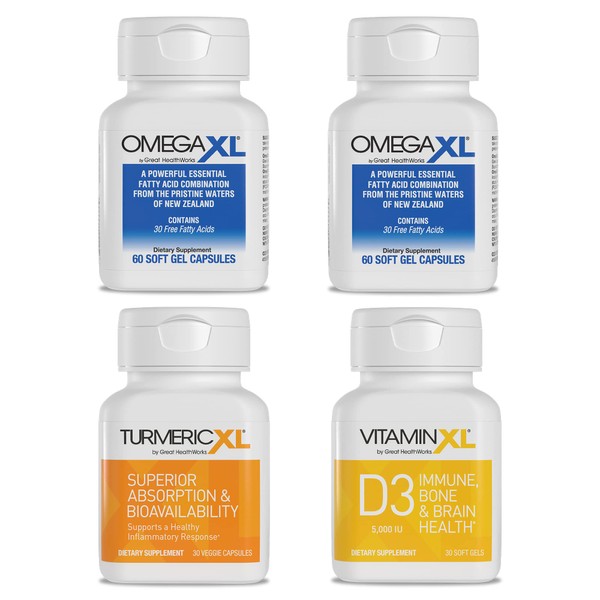 OmegaXL 4 Pack Immune Supporting Bundle - (2) 60 Count + TurmericXL + VitaminXL D3 - to Support Optimal Immune Health…