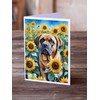 Caroline's Treasures Mastiff in Sunflowers Greeting Cards Pack of 8
