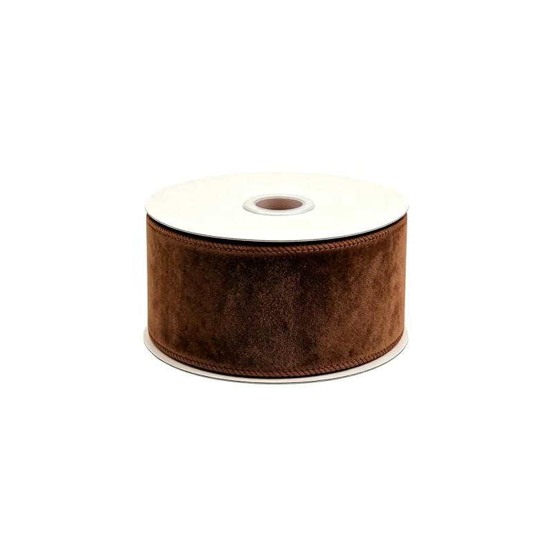 Brown Velvet Wired Ribbon 3" x 10 Yards Christmas Wreath