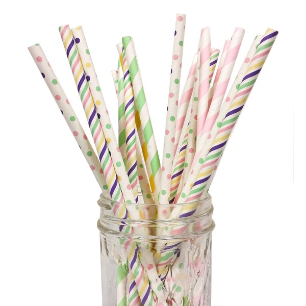 Charmed Biodegradable Paper Straws for Birthday Parties, Baby Shower, Bridal Shower, Weddings and More! (Unicorn Rainbow)