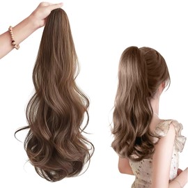 Ponytail Wig Hair Extensions with Clip One Touch Long Ponytail Extensions Heat Resistant Curly Natural Color Brown for Hair Accent