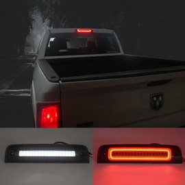 Fancemot LED Third Brake Light Compatible with Dodge Ram 1500 2500 3500 2009-2018, Smoked 3rd Brake Light with Red LED Strobe High Mount Stop Light White Cargo Light