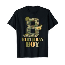 8th Birthday Military Themed Camo Boys 8 Years Old Soldier T-Shirt