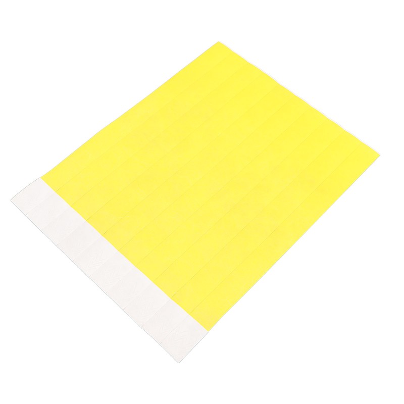 500PCS Paper Wristband Yellow Bracelets Disposable Waterproof Tear Resistant Paper