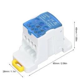 Distribution Box, UKK-80A 690V Universal Electrical Junction Box, Junction Box, Terminal Blocks, Electrical Cable Connection with DIN Rail Terminal Block for Power Distribution Cabinets (Blue)