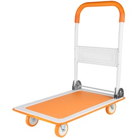 YLIEHS Sturdy and Versatile Push Cart Dolly, Folding Hand Truck with 330 lbs Capacity and 360 Degree Swivel Wheels, Orange
