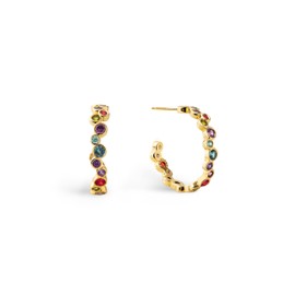 SINGULARU - Bubbles Hoop Earrings Brass with 18K Gold Plated and Cubic Zirconia Jewellery for Women