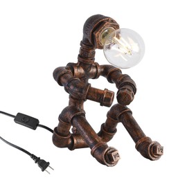 XEYOU Steampunk Table Lamp Vintage Industrial Iron Robot Desk Lamp Creative Water Pipe Robot Light for Bedside Table Nightstand Bar Restaurant Café