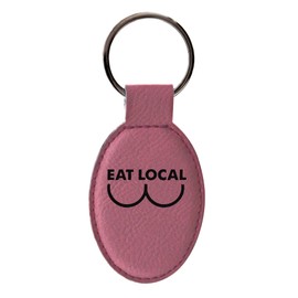ThisWear Feminist Breastfeeding Gifts for Mom Eat Local Leatherette Oval Keychain Key Tag Pink