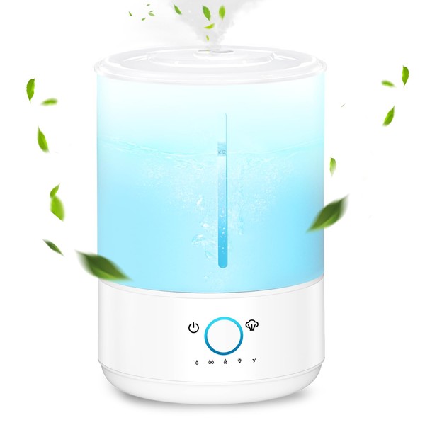 Lihai 2023 Essential Humidifier, Tabletop Humidifier, Ultrasonic Humidifier, 1.5 gal (4.5 L), Large Capacity, Water Supply, Up to 30 Hours of Operation, Aroma Compatible, Silent Design, Sleep Modes, 3 Adjustable Levels, 7 Color LED Lights, Dry Prevention