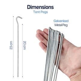 Tent Pegs Metal Heavy Duty 10 Pcs Ground Pegs Galvanised Metal Stakes Camping Pegs – Rust Free Garden Metal Pegs for Fixing Netting, Tent, and Gazebo