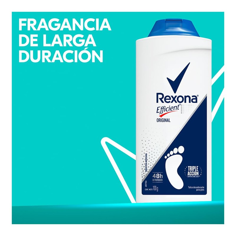 Talco Desodorante para Pies REXONA Efficient Original, 100 g