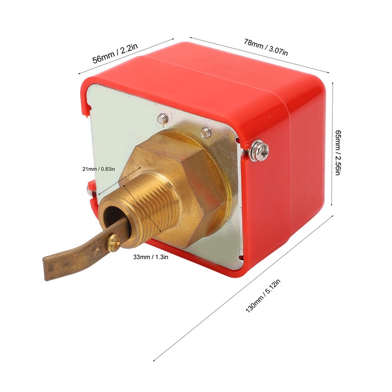 Water Flow Switch Paddle Control Brass SPDT Contacts 15A Flow