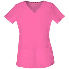 Break on Through Women Scrubs Set Shaped V-Neck Top 20710 & Drawstring Pant 20110 (Pink Party S/XS)