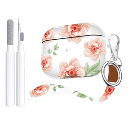 Youtec Compatible with Airpods Case, 3rd Generation Airpod Case with Led, Transparent White Rose Keychain/Lanyard/Cleaner Kit