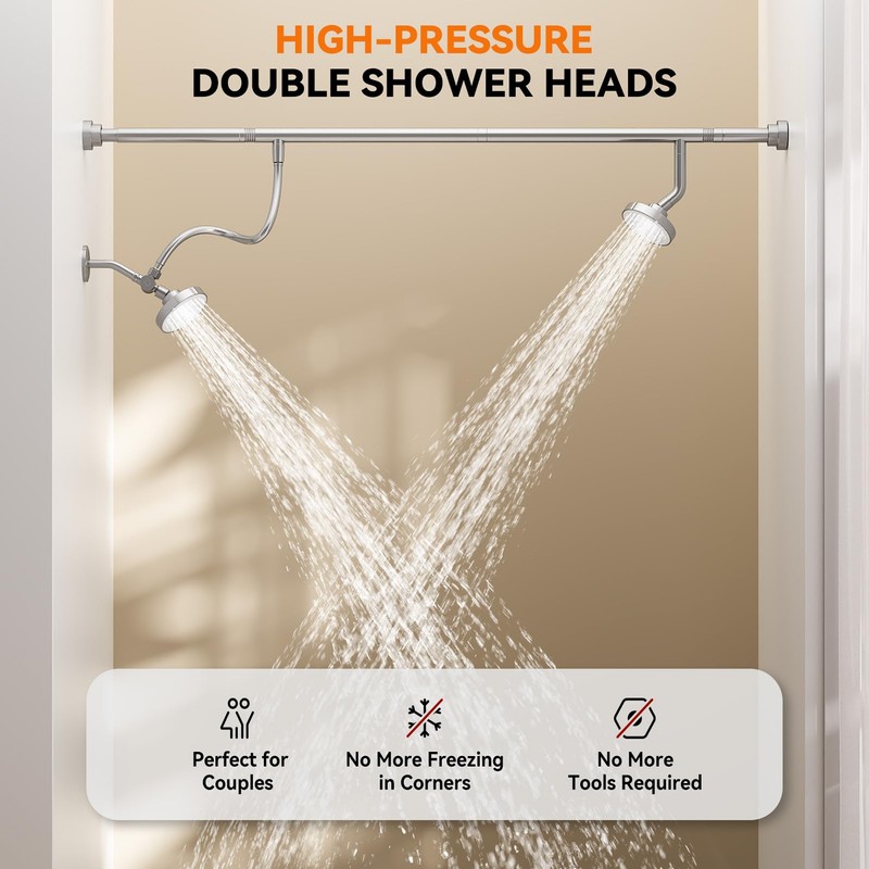 NTPN Dual Shower Head for Couples, High Pressure Double Shower