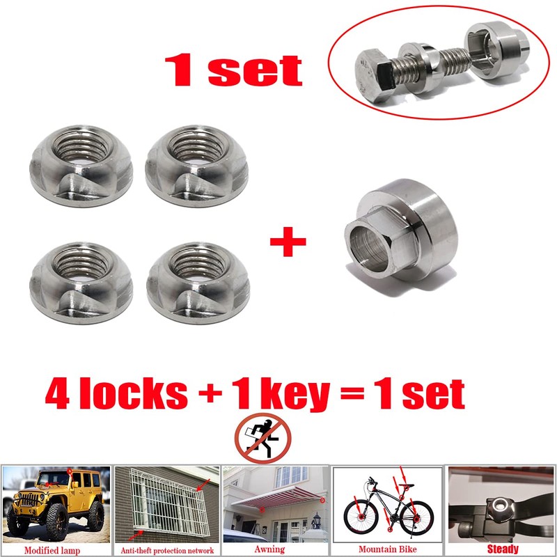 VOSANTU M12 304 Stainless Steel Anti-Theft Locking Nuts P1.75 Security