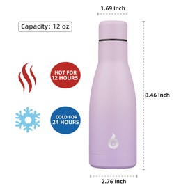 BJPKPK Insulated Water Bottle 12oz Small Stainless Steel Water Bottles Reusable Metal Thermal Keep Cold and Hot,Dreamy Purple